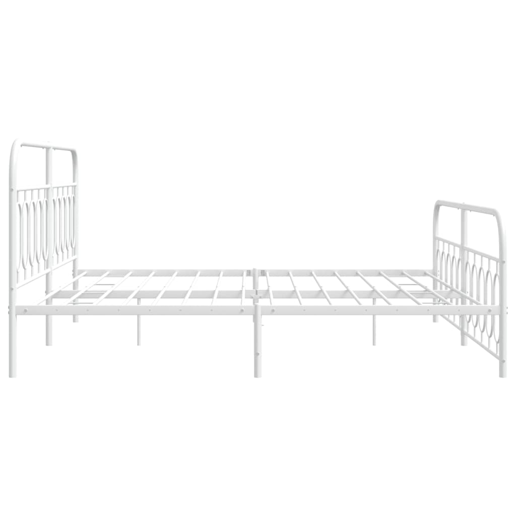 Metalni okvir kreveta uzglavlje i podnožje bijeli 200x200 cm