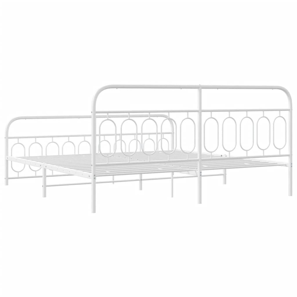 Metalni okvir kreveta uzglavlje i podnožje bijeli 200x200 cm