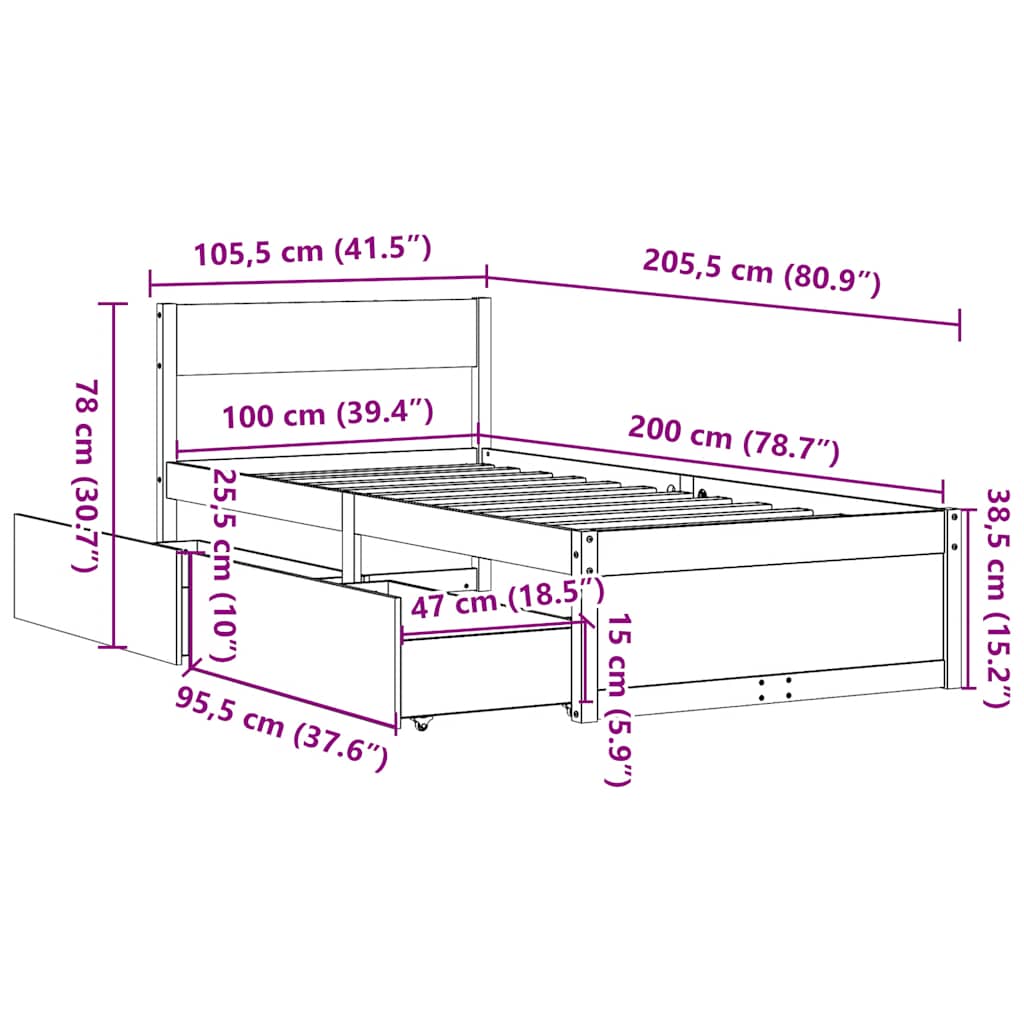 Okvir kreveta bez madraca bijeli 100x200 cm konstruirano drvo