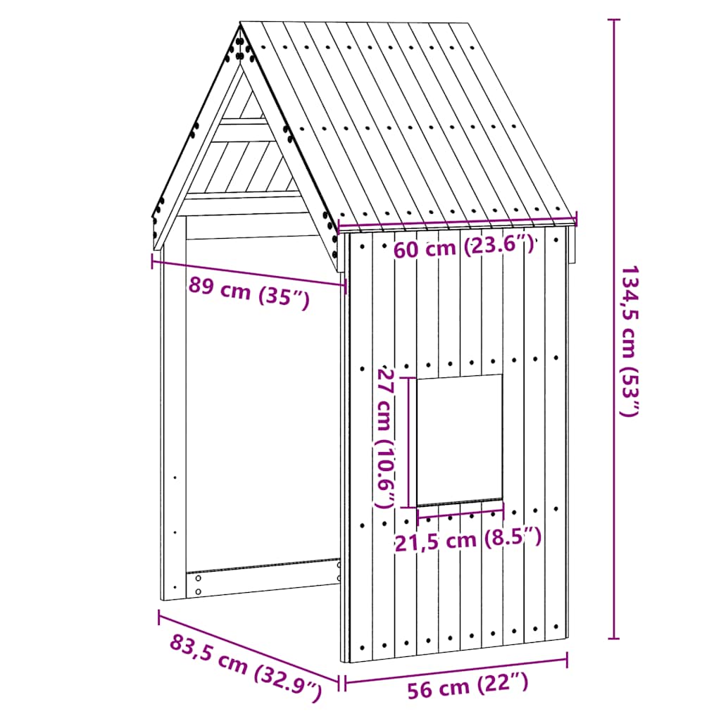 Krov za dječji krevet bijeli 60x89x134,5 cm masivna borovina