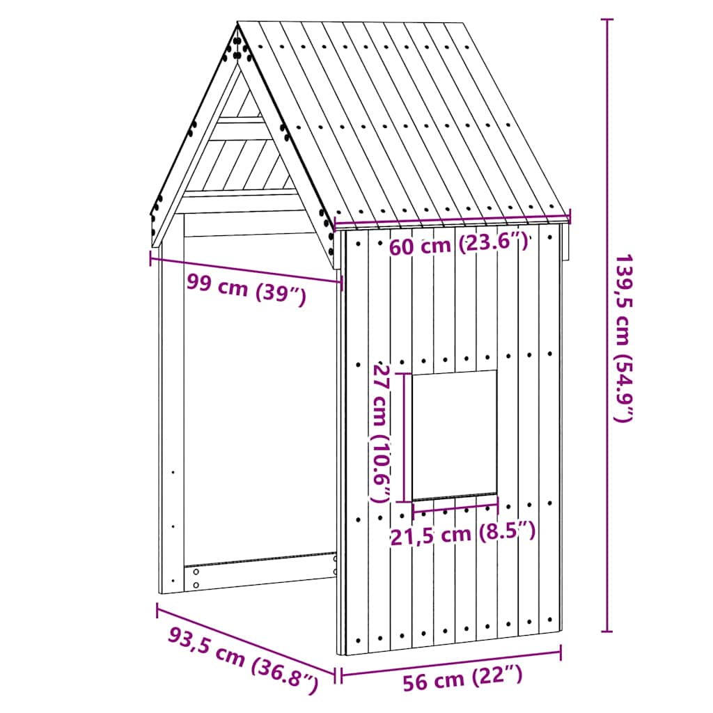 Krov za dječji krevet bijeli 60x99x139,5 cm masivna borovina