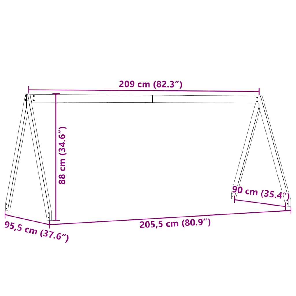 Krov za dječji krevet bijeli 209x95,5x88 cm masivna borovina