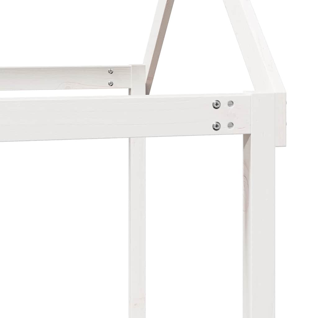 Krov za dječji krevet bijeli 207x95,5x159 cm masivna borovina