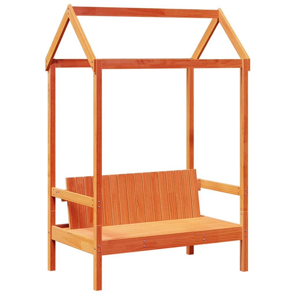 Klupa s krovom voštano smeđa 117,5x70x176,5 cm masivna borovina