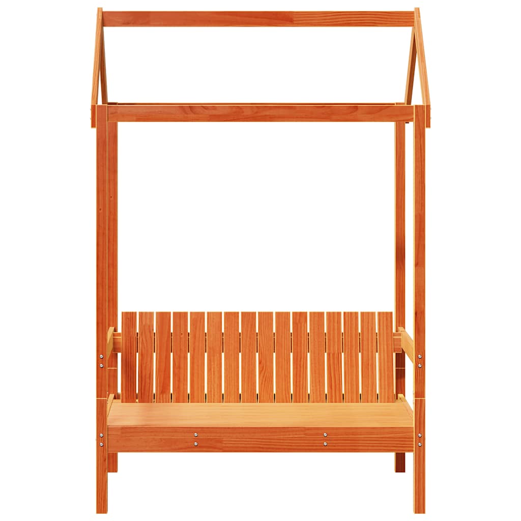 Klupa s krovom voštano smeđa 117,5x70x176,5 cm masivna borovina