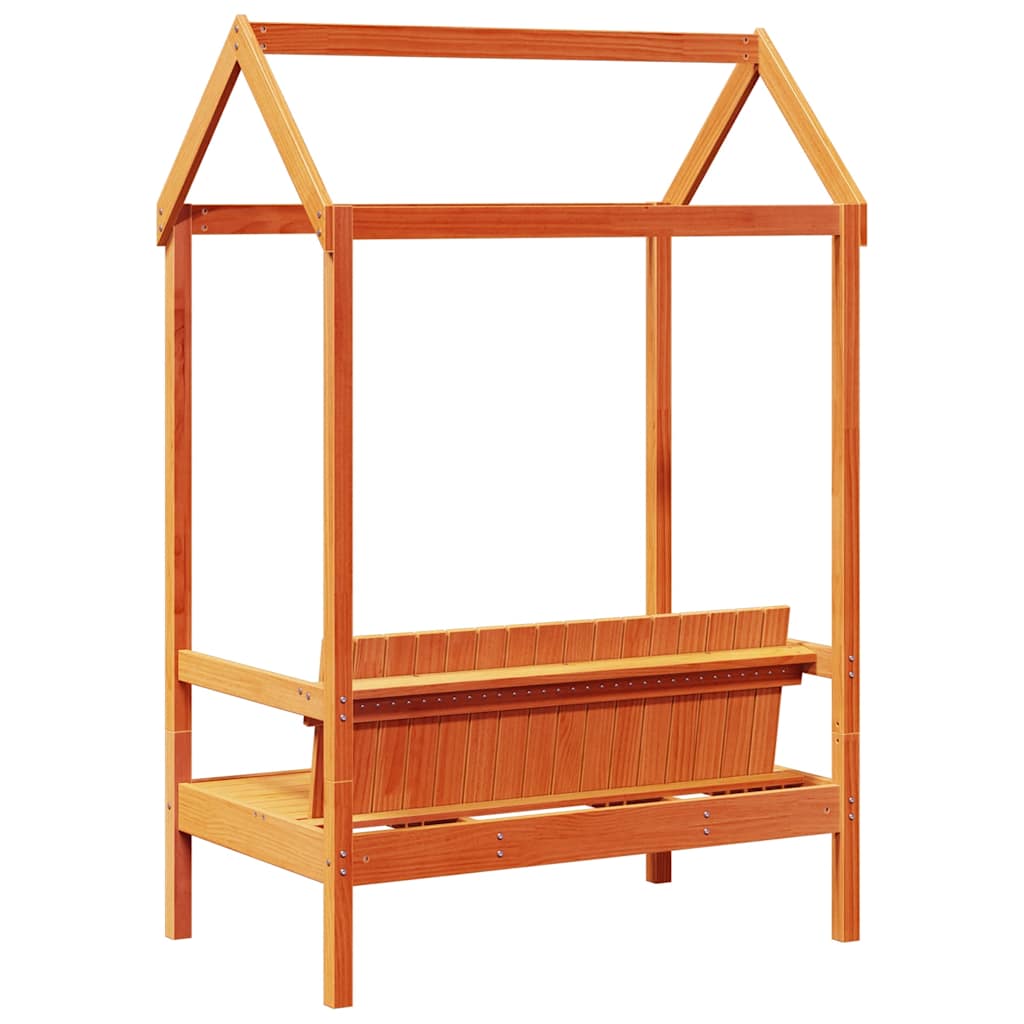 Klupa s krovom voštano smeđa 117,5x70x176,5 cm masivna borovina