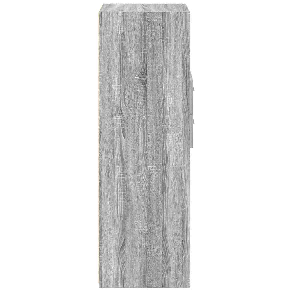 Visoka komoda siva boja hrasta 30x42,5x124 cm konstruirano drvo