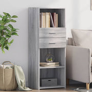 Visoka komoda siva boja hrasta 45x42,5x124 cm konstruirano drvo