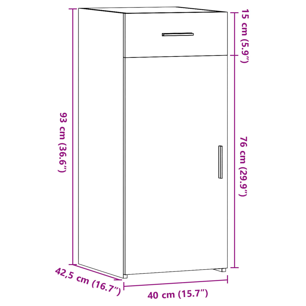 Komoda siva boja betona 40 x 42,5 x 93 cm od konstruiranog drva