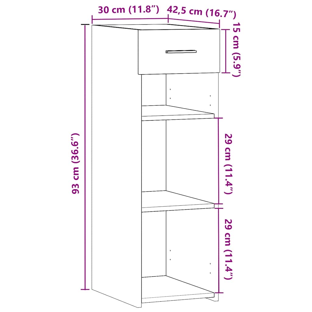 Komoda crna 30 x 42,5 x 93 cm od konstruiranog drva