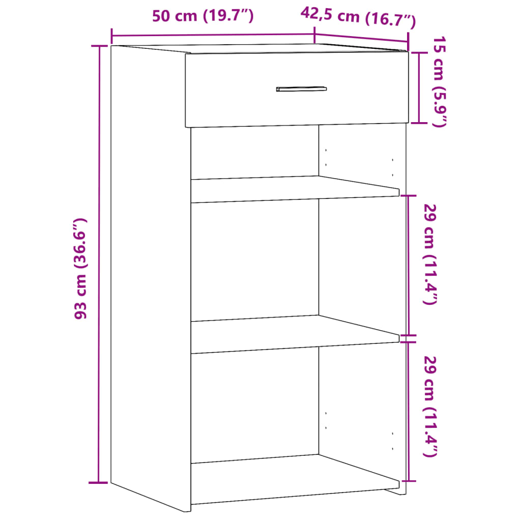 Komoda boja dimljenog hrasta 50x42,5x93 cm konstruirano drvo