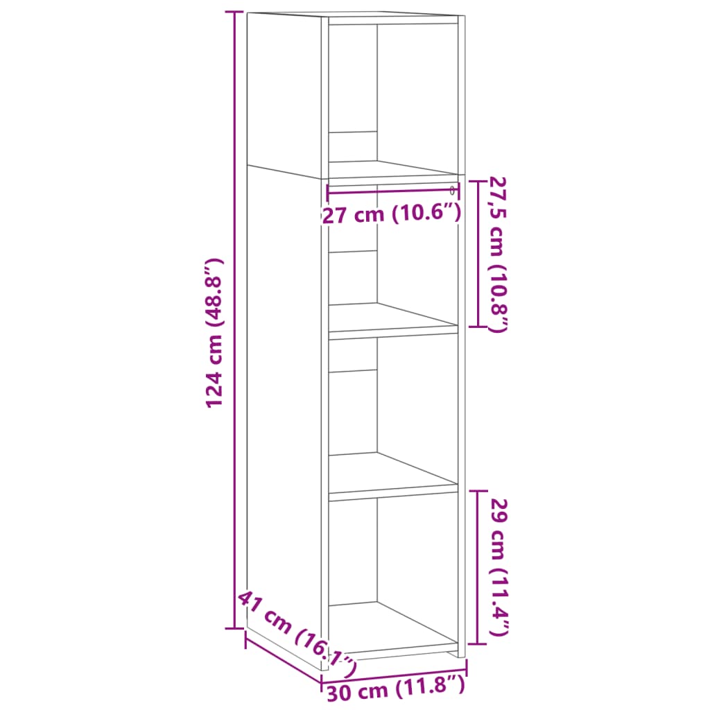 Visoka komoda crna 30x41x124 cm od konstruiranog drva