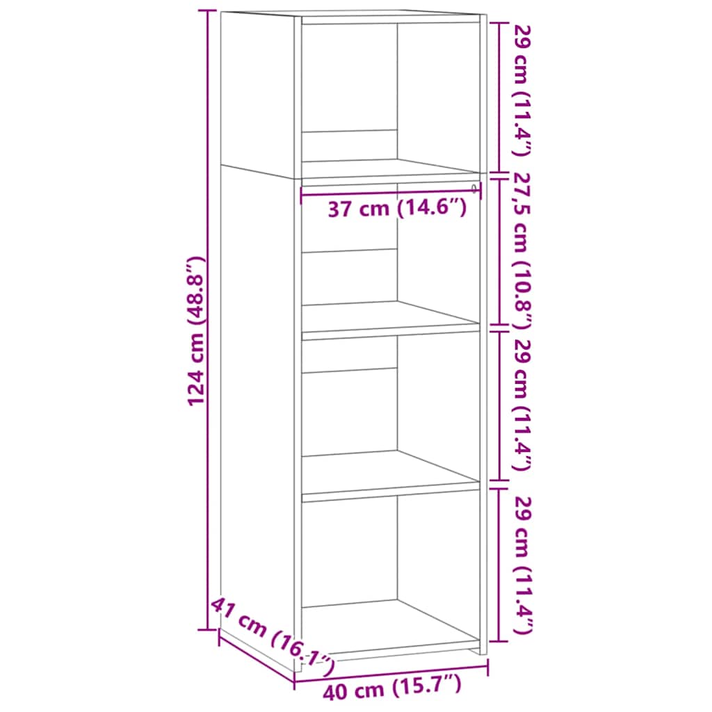 Visoka komoda dimljeni hrast 40x41x124 cm od konstruiranog drva