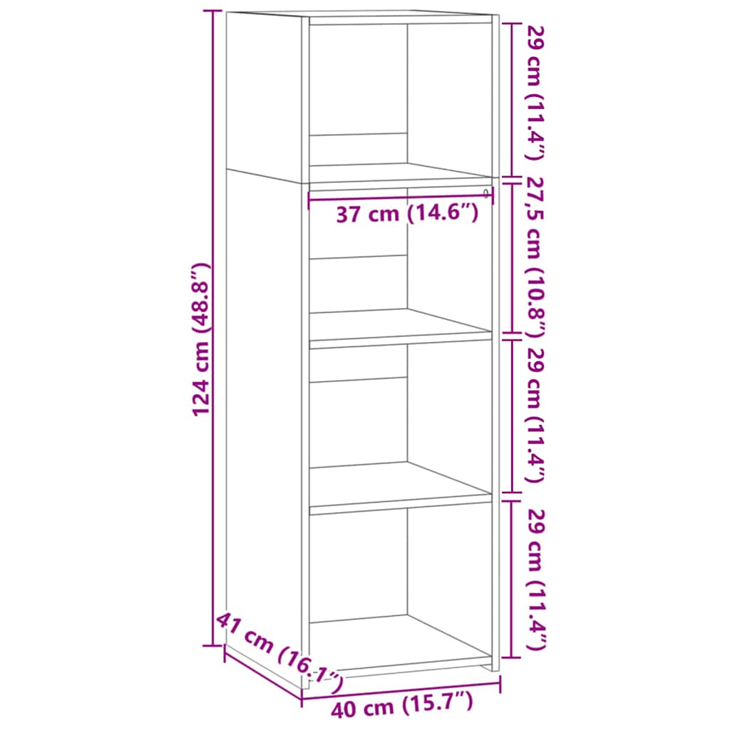 Visoka komoda boja hrasta 40x41x124 cm od konstruiranog drva