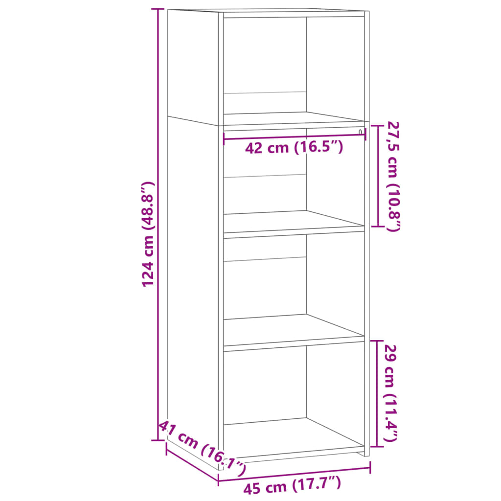 Visoka komoda siva sonome 45x41x124 cm konstruirano drvo