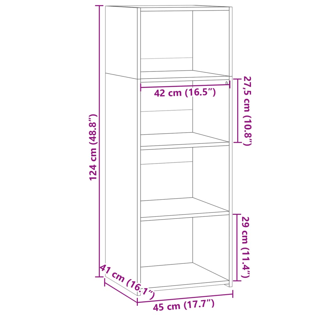 Visoka komoda boja hrasta 45x41x124 cm konstruirano drvo