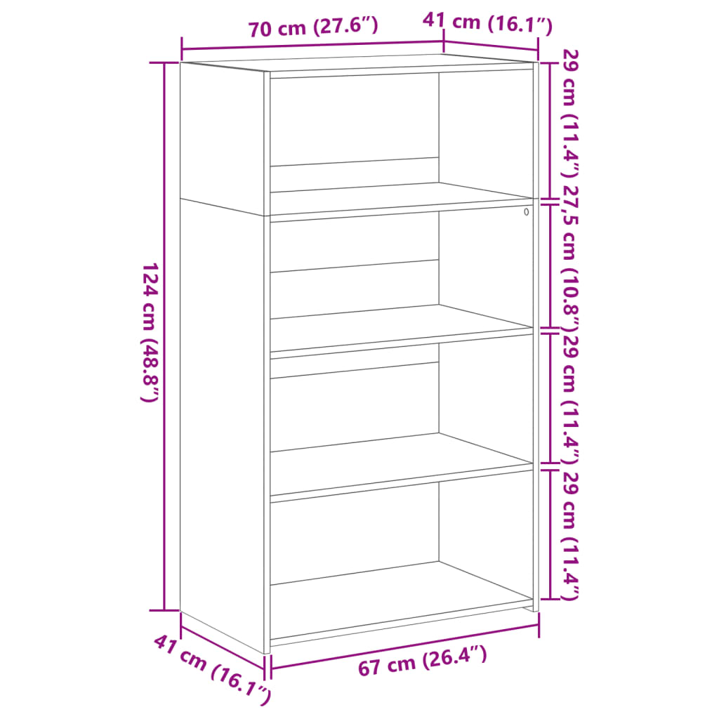 Visoka komoda crna 70 x 41 x 124 cm od konstruiranog drva