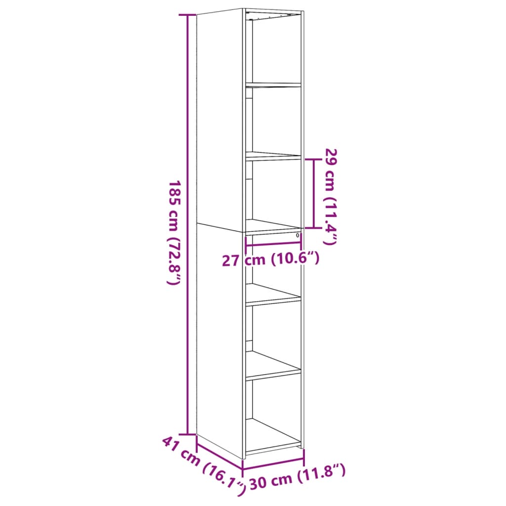 Visoka komoda bijela 30 x 41 x 185 cm od konstruiranog drva