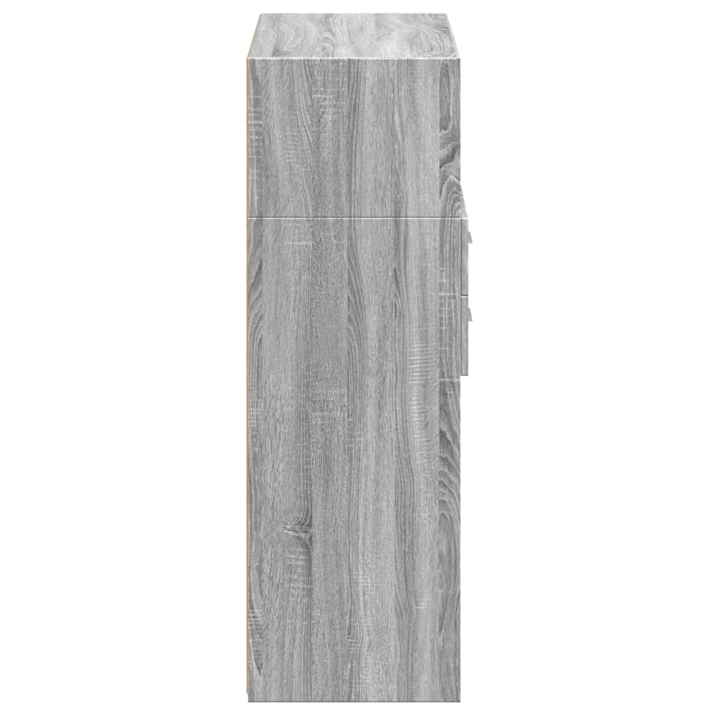 Visoka komoda siva boja hrasta 80x42,5x124 cm konstruirano drvo