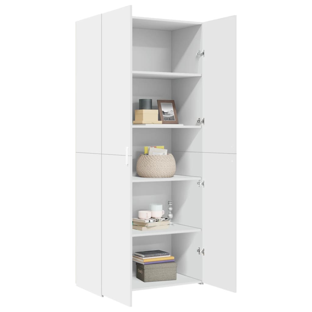Visoka komoda bijela 80 x 42,5 x 185 cm od konstruiranog drva