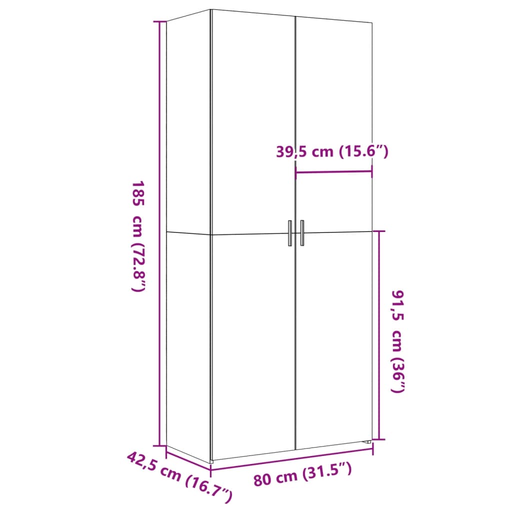 Visoka komoda bijela 80 x 42,5 x 185 cm od konstruiranog drva