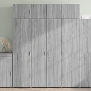 Visoka komoda siva boja hrasta 80 x 42,5 x 185 cm drvena