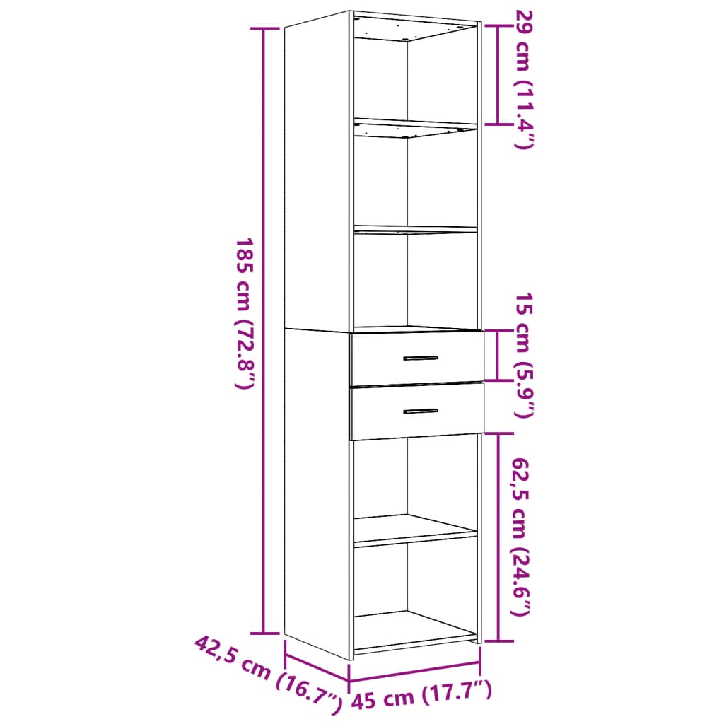 Visoka komoda hrasta sonome 45x42,5x185cm od konstruiranog drva