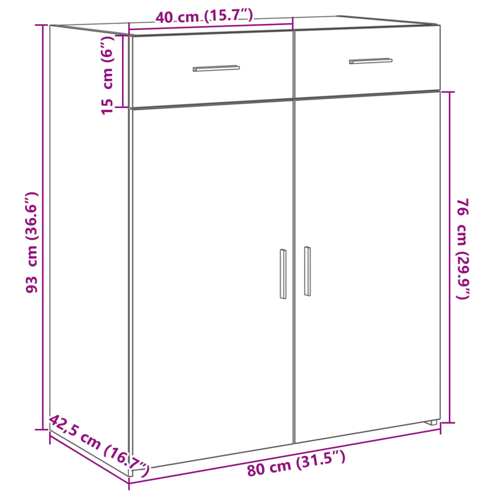 Komoda boja dimljenog hrasta 80x42,5x93 cm konstruirano drvo