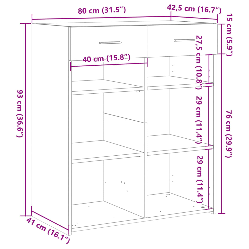 Komoda crna 80x42,5x93 cm od konstruiranog drva