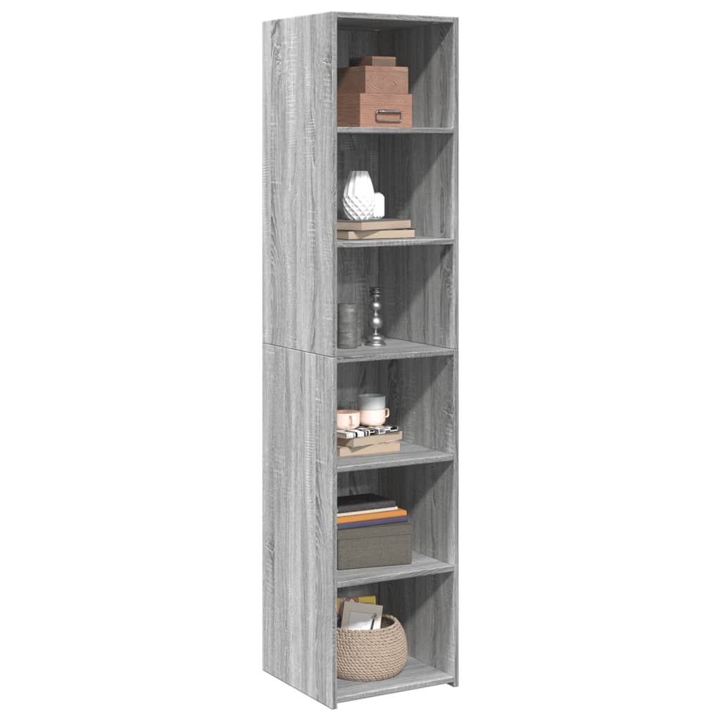 Visoka komoda siva boja hrasta 40x41x185 cm konstruirano drvo