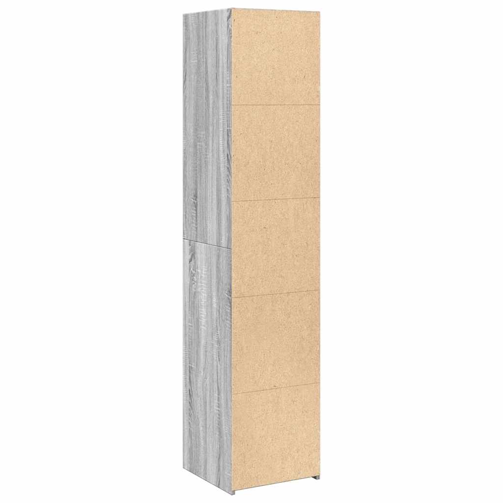 Visoka komoda siva boja hrasta 40x41x185 cm konstruirano drvo