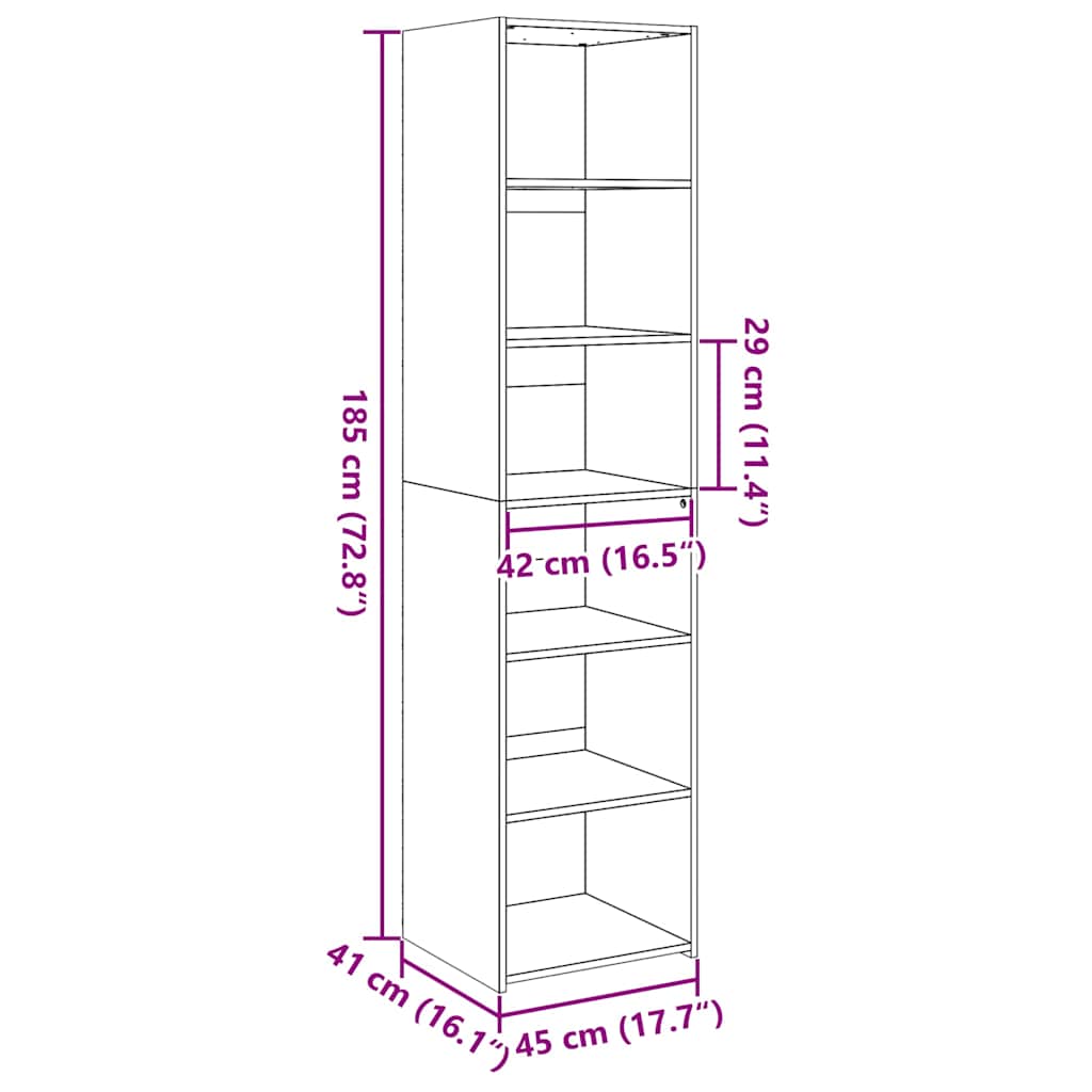 Visoka komoda crna 45 x 41 x 185 cm od konstruiranog drva