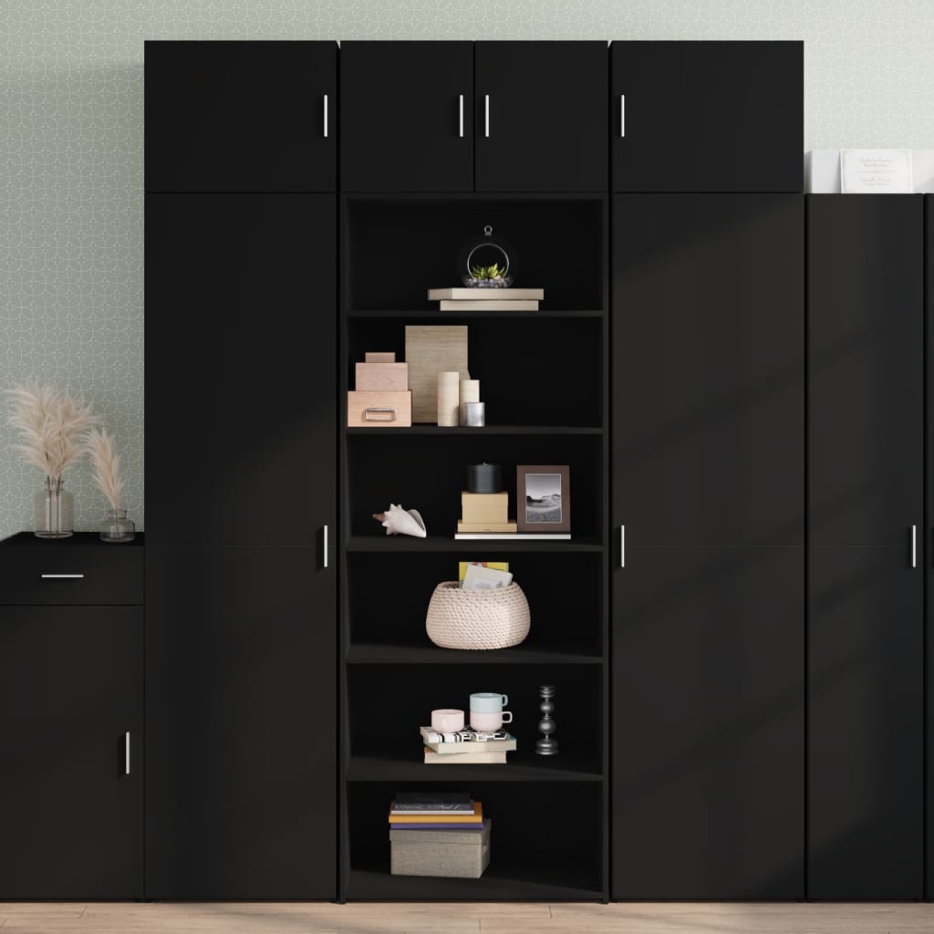 Visoka komoda crna 70x41x185 cm od konstruiranog drva