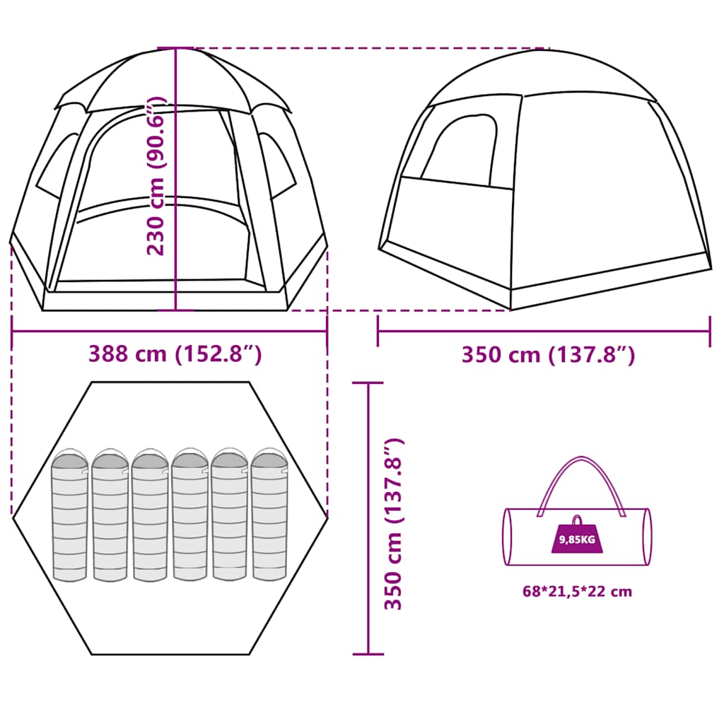 Obiteljski šator Igloo za 6 osoba Zeleni Vodootporni