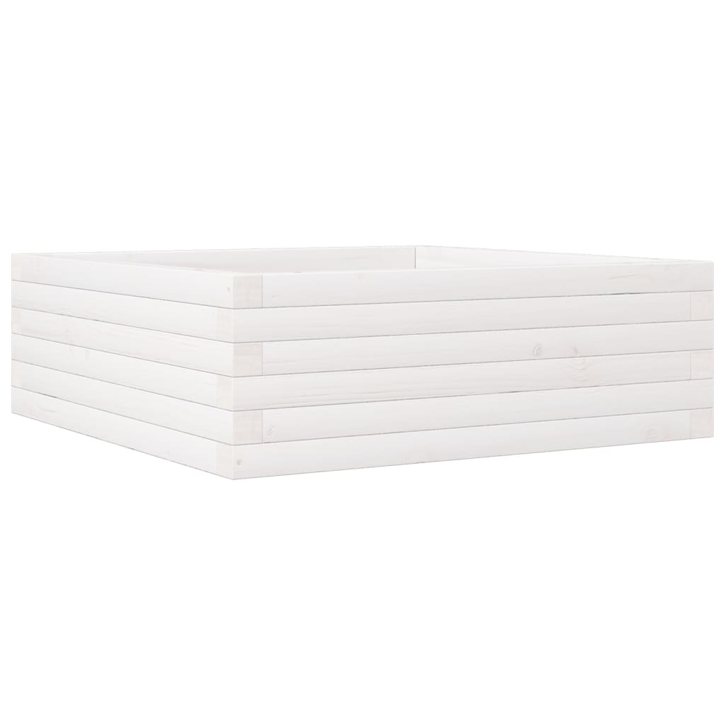 Vrtna sadilica bijela 70x70x23 cm od masivne borovine
