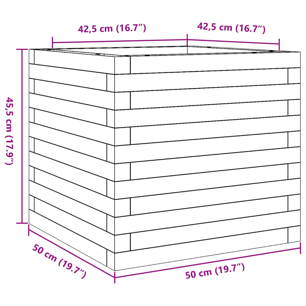 Vrtna sadilica bijela 50x50x45,5 cm od masivne borovine