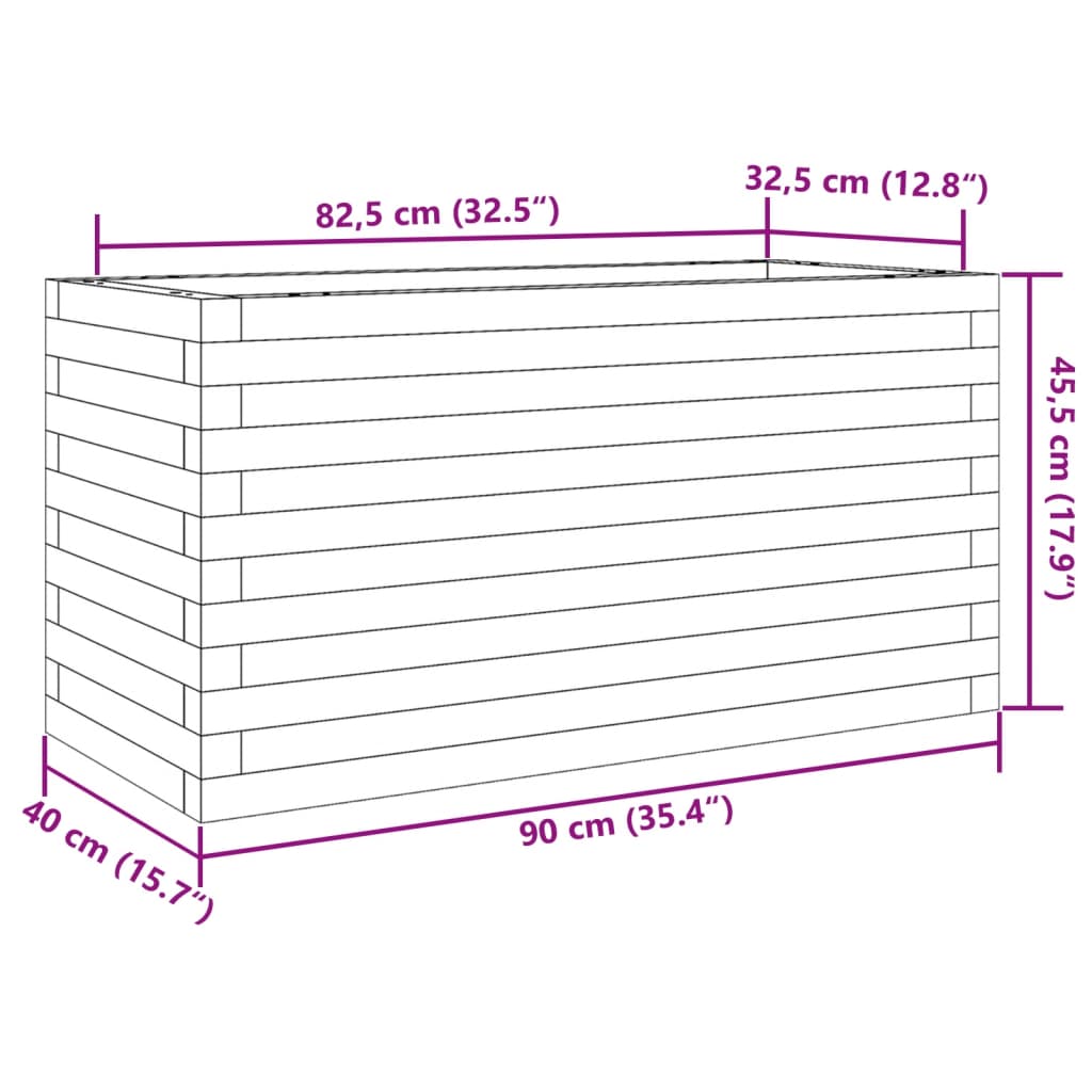 Vrtna sadilica 90x40x45,5 cm od masivne borovine
