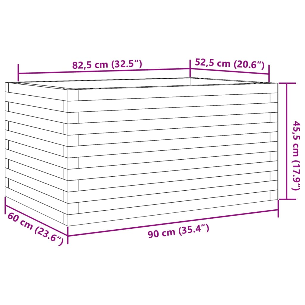 Vrtna sadilica bijela 90x60x45,5 cm od masivne borovine