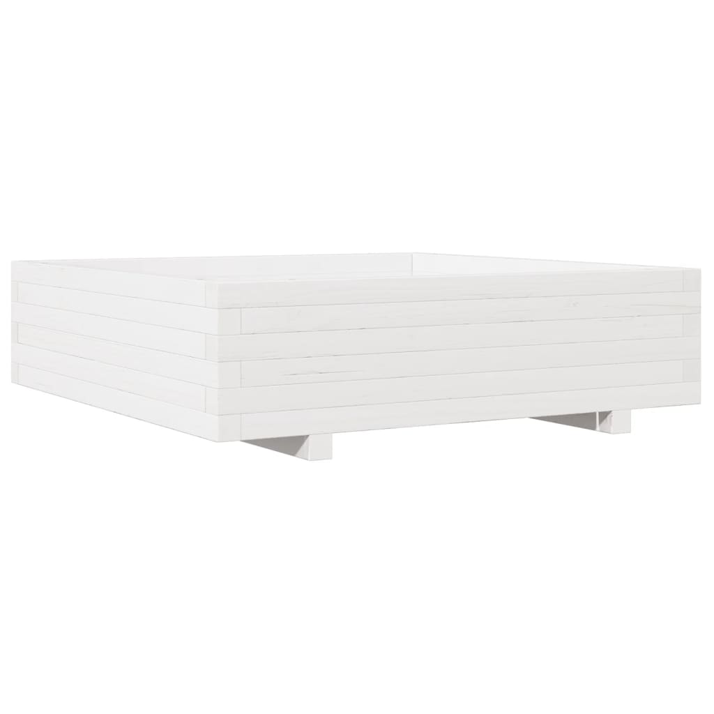 Vrtna sadilica bijela 90x90x26,5 cm od masivne borovine