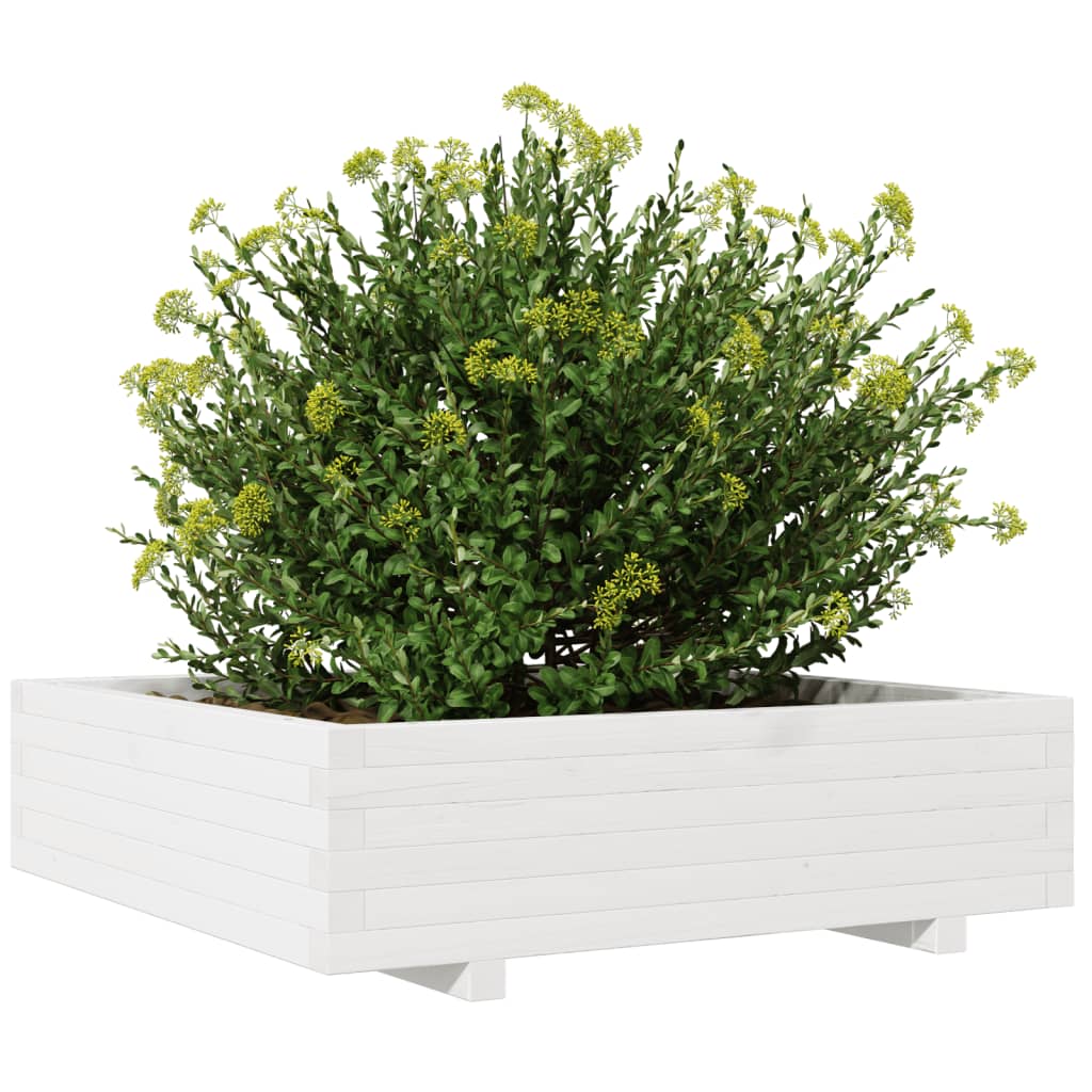Vrtna sadilica bijela 90x90x26,5 cm od masivne borovine