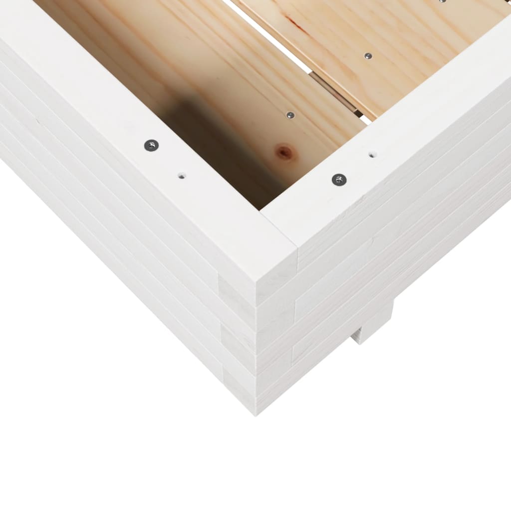 Vrtna sadilica bijela 90x90x26,5 cm od masivne borovine