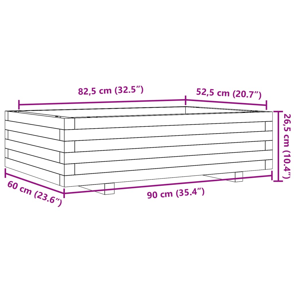 Vrtna sadilica 90 x 60 x 26,5 cm od masivne borovine