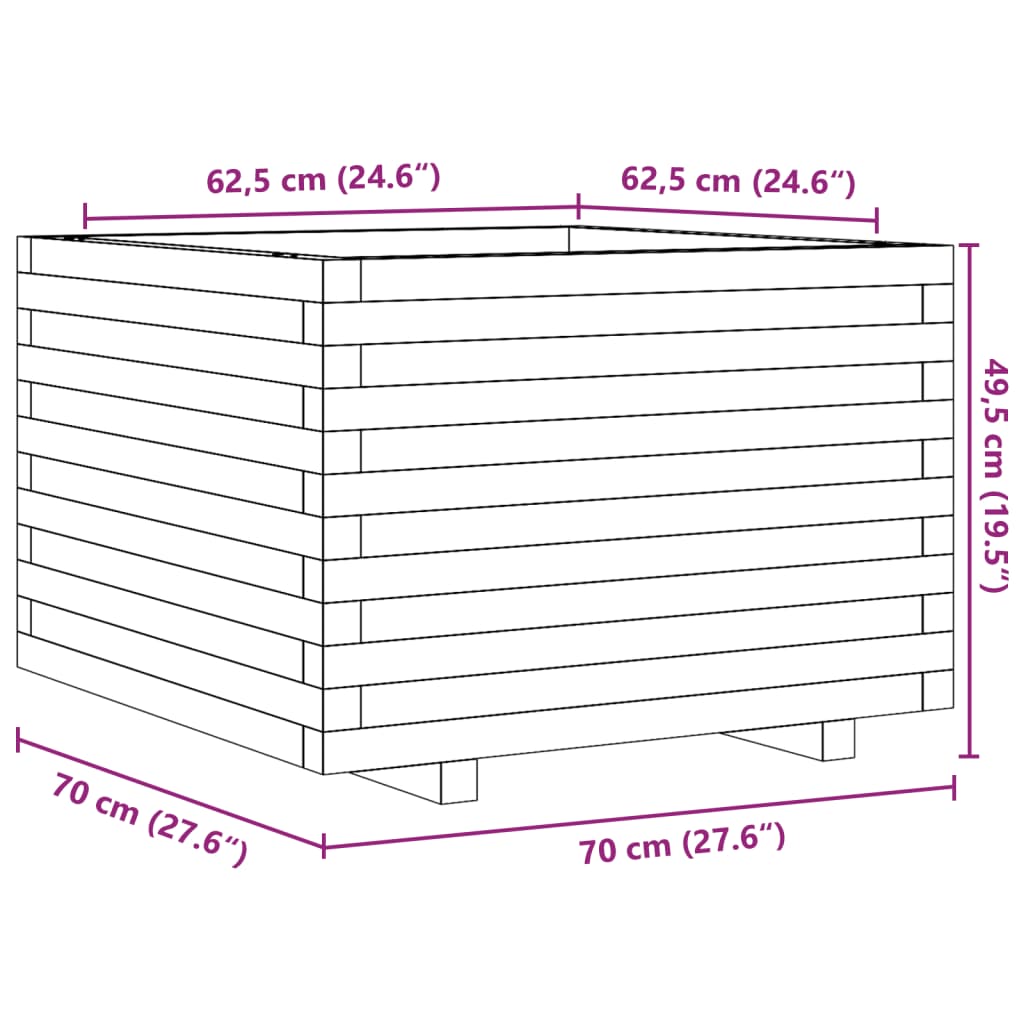Vrtna sadilica 70x70x49,5 cm od masivnog drva duglazije