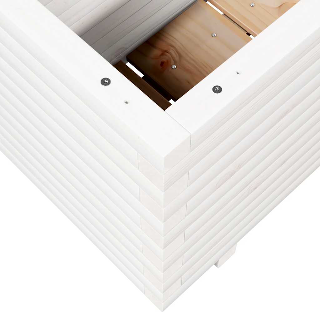 Vrtna sadilica bijela 110x40x49,5 cm od masivne borovine