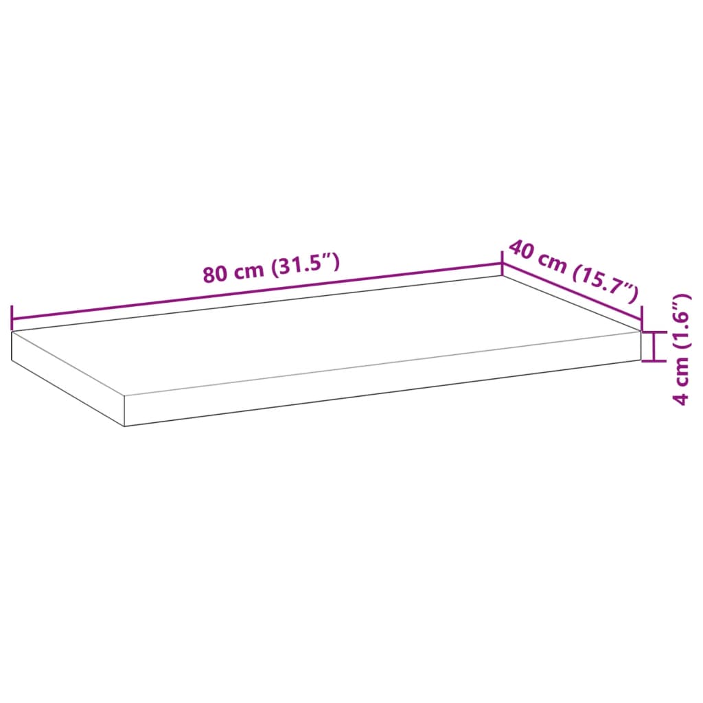 Stolna ploča 80x40x4 cm pravokutna od masivnog drva bagrema