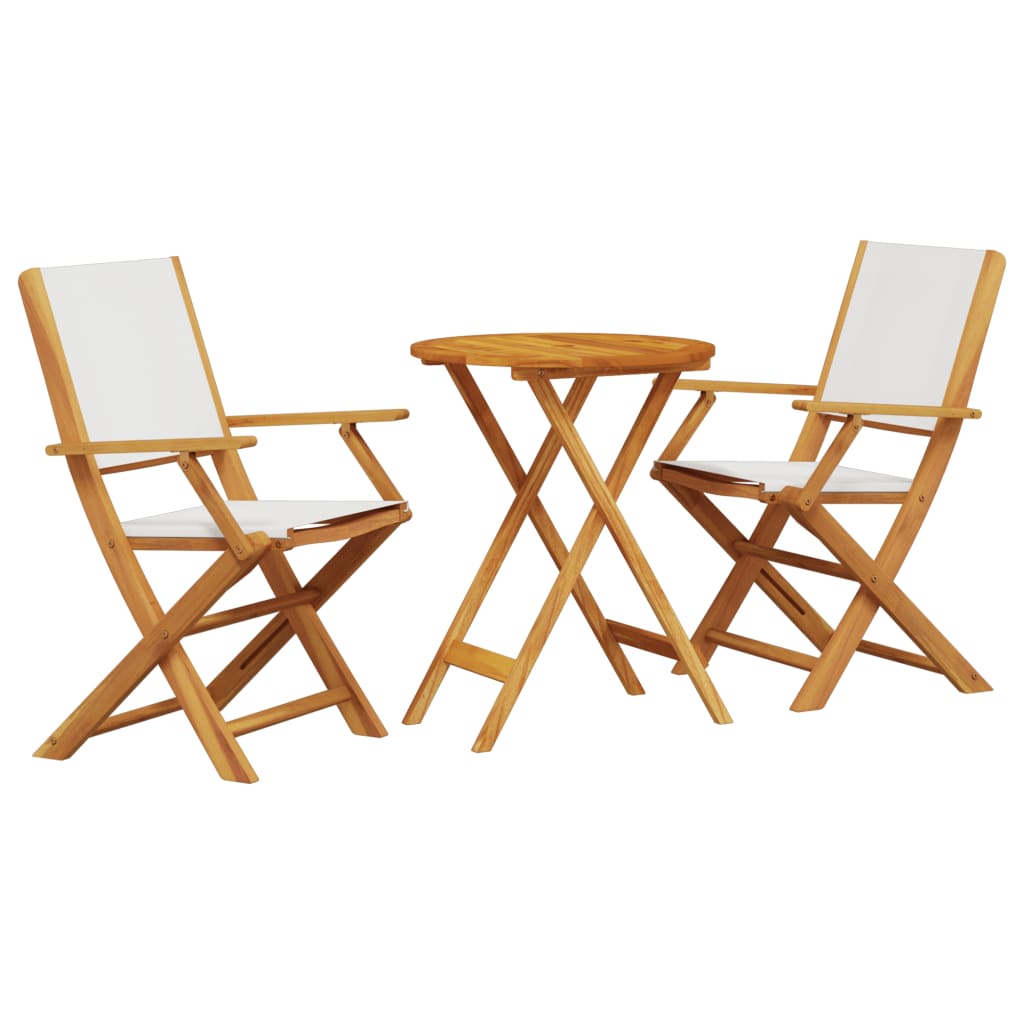 3-dijelni bistro set od tkanine i masivnog drva krem bijelim