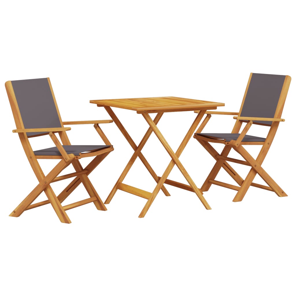 3-dijelni bistro set od tkanine i masivnog drva antracit