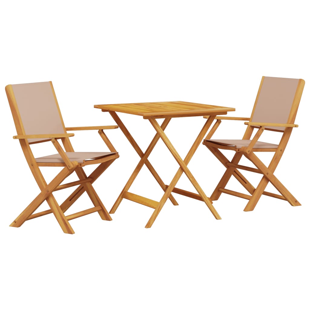 3-dijelni bistro set od tkanine i masivnog drva smeđesivi