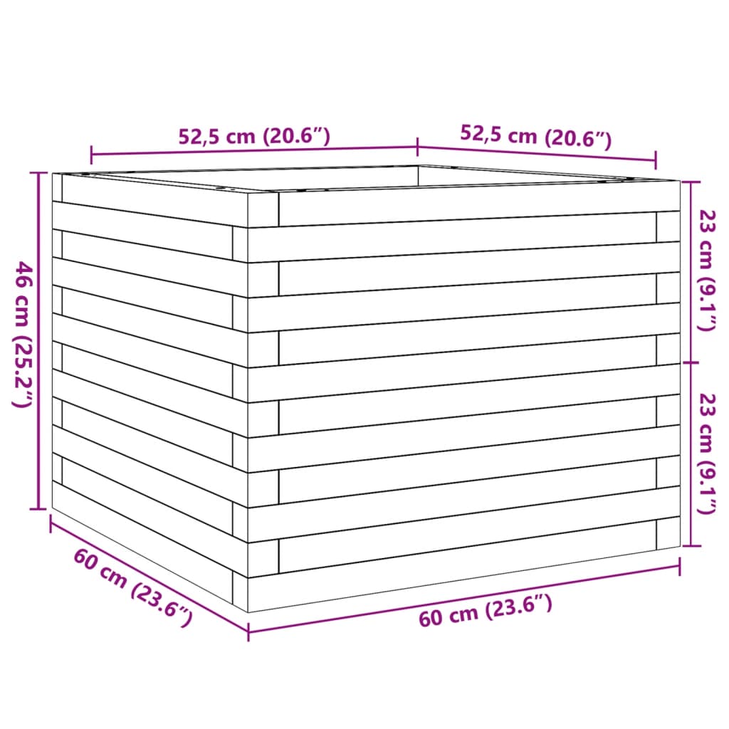 Vrtna sadilica 60x60x46 cm od masivnog drva duglazije