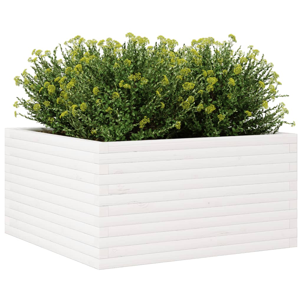 Vrtna sadilica bijela 90x90x46 cm od masivne borovine